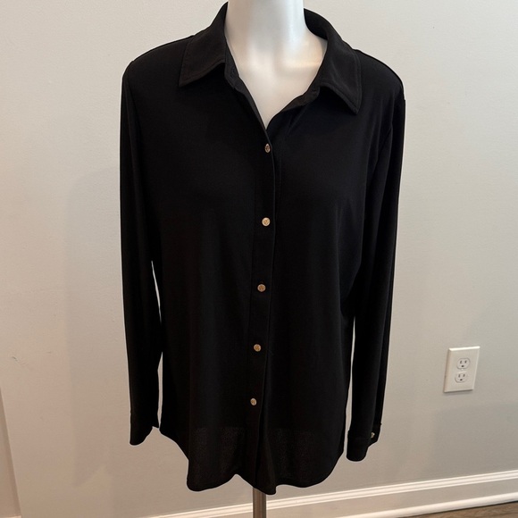 Anne Klein Black Long Sleeve Blouse - Picture 1 of 6